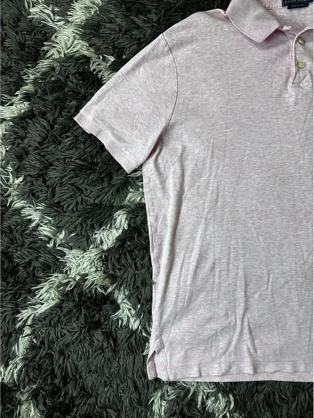Polo Ralph Lauren Mens Large Pink Heather Classic Fit Short Sleeve Polo Shirt